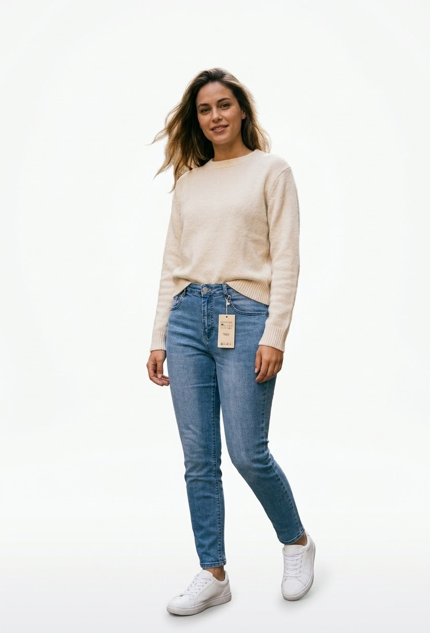 Pantalón miss bon talla curve azul claro