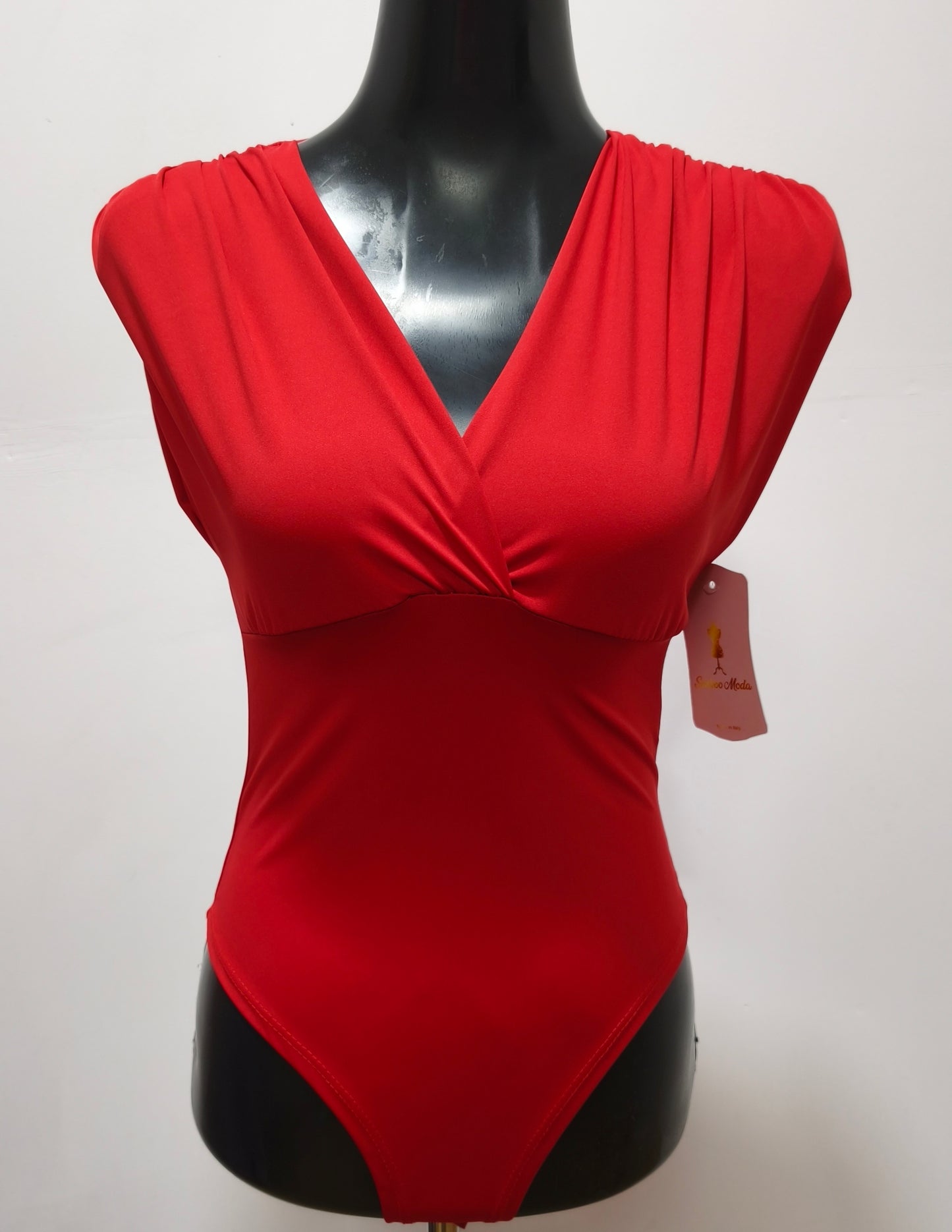 Body Blanco Escote V con Hombreras – Talla Única