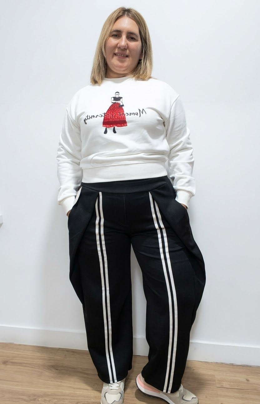 Pantalón Chándal Capa de Aire Estilo Vestir con Rayas Laterales – Talla Única