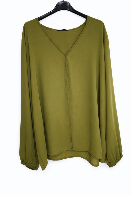 Blusa Verde Oliva Elegance – Corte Fluido