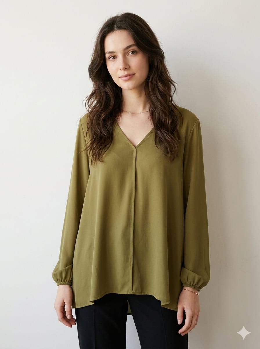 Blusa Verde Oliva Elegance – Corte Fluido
