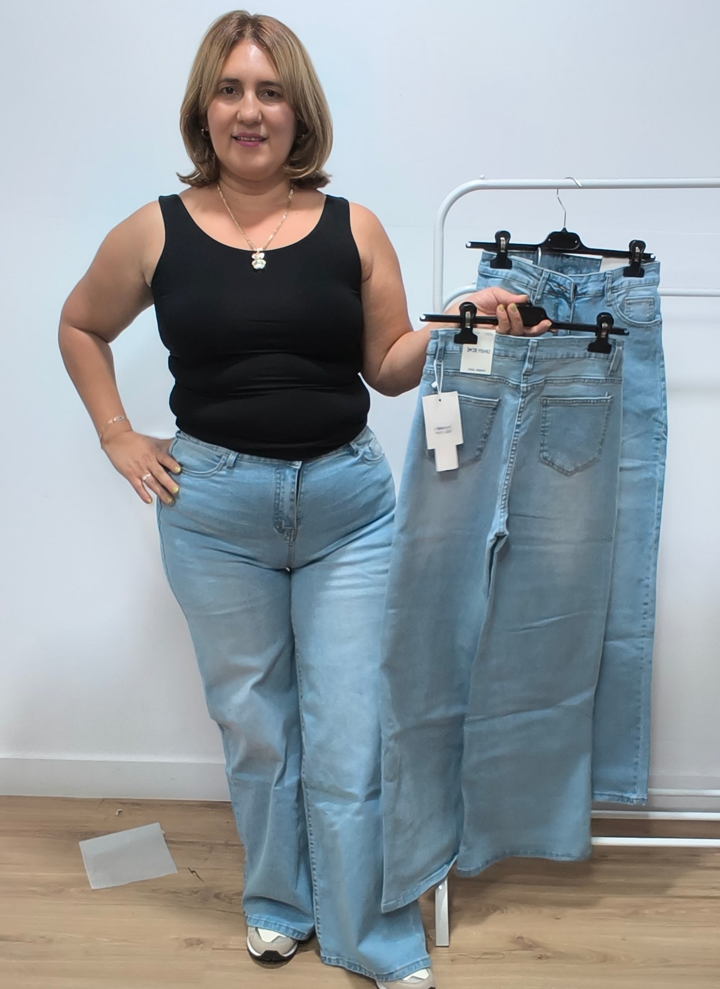 jeans wide leg de tiro alto