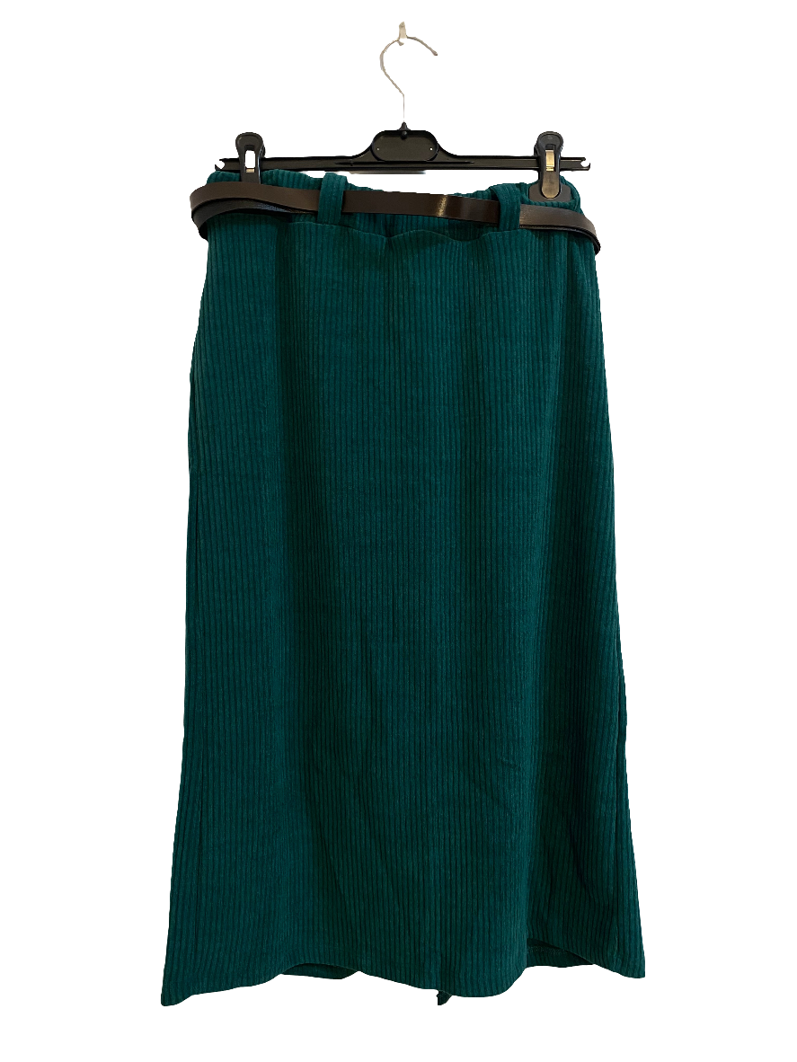 falda midi de pana color verde esmeralda