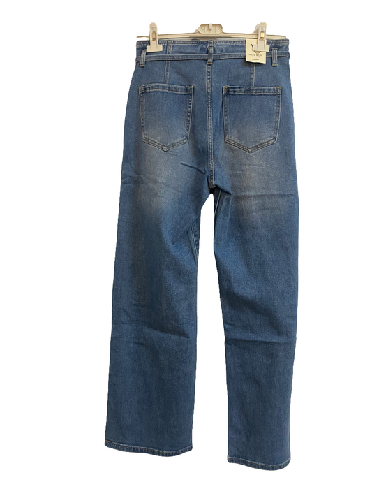 Pantalón largo con cordón incluido azul lavado piernas rectas