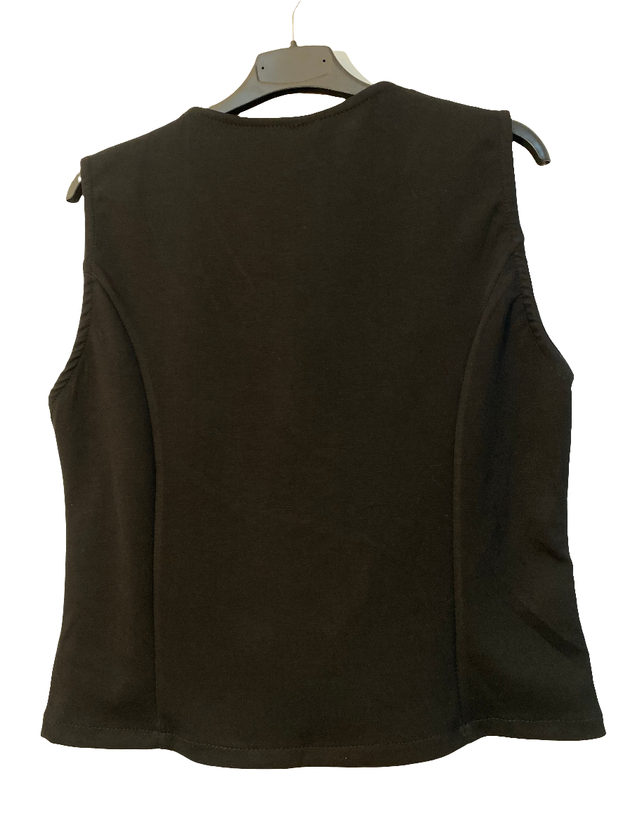 Chaleco negro con encaje y botones joya