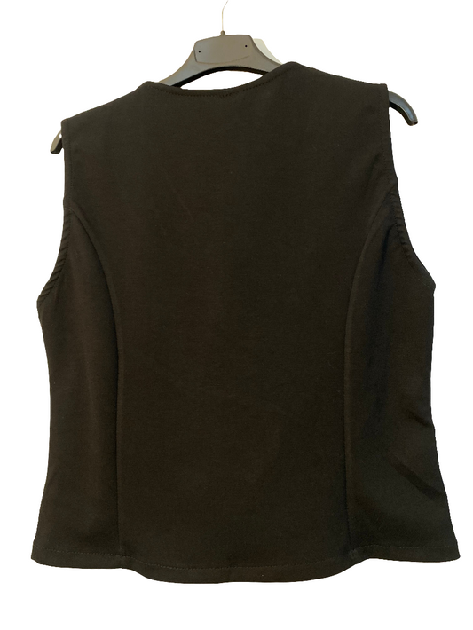 Chaleco negro con encaje y botones joya
