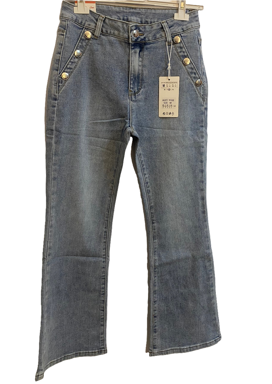 Pantalón largo azul tiro bajo listo utilizar en otoño