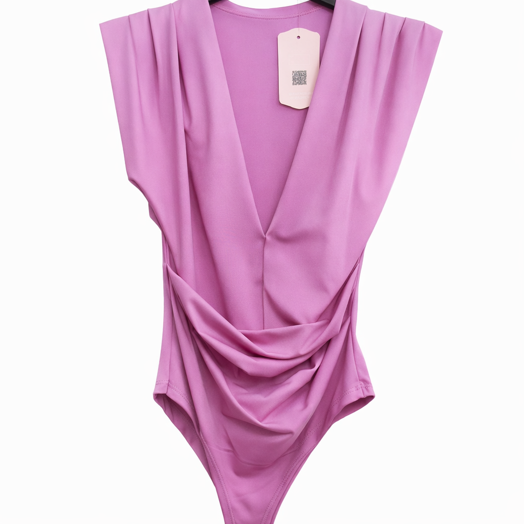 Body Rosa Drapeado – Escote Profundo