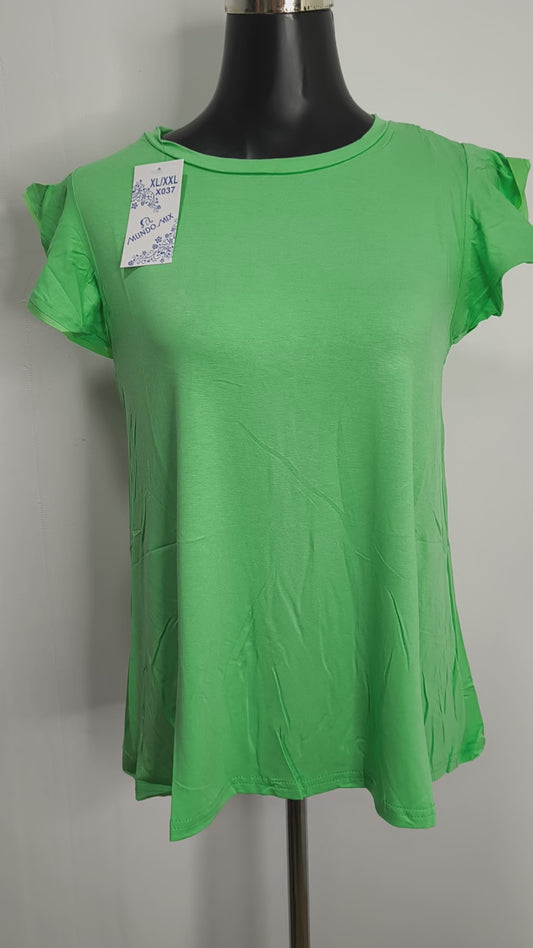 Camiseta Casual con Manga de Volante – Talla Grande (SM) en Varios Colores